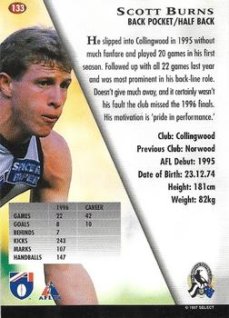 1997 Select AFL Ultimate Series #133 Scott Burns Back